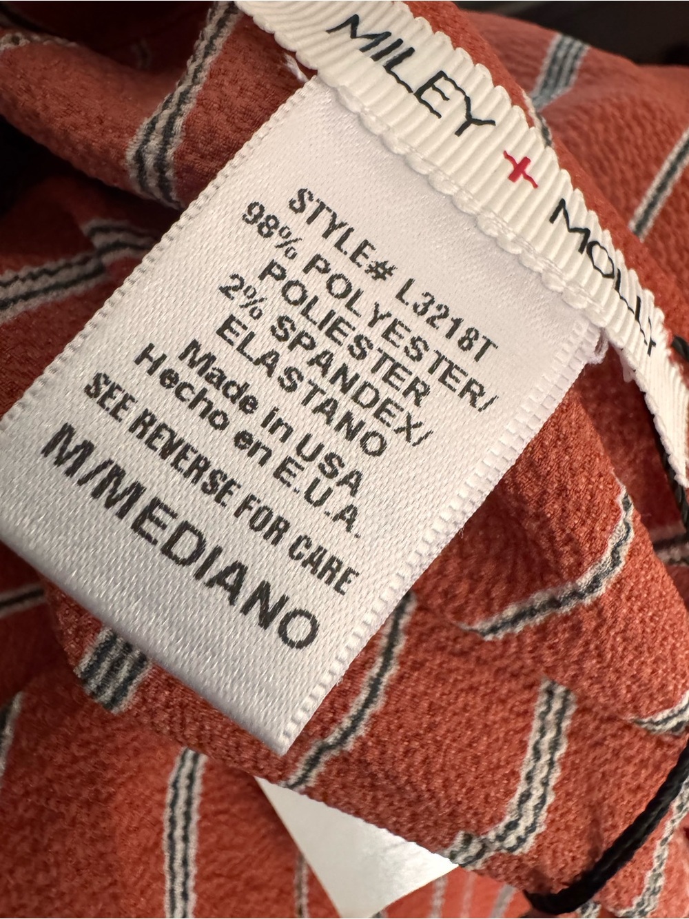 Striped Rust Tie-Front Blouse - Picture 11 of 12